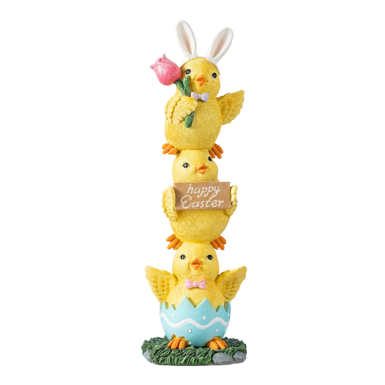 Glitzhome® 13.25" Easter Resin Stackable Chickens Table Decor